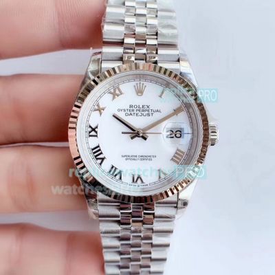 EW Replica Rolex Datejust 36MM Watch White Roman Dial With Jubilee Bracelet